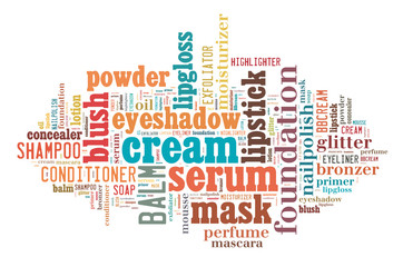 Beauty products word cloud