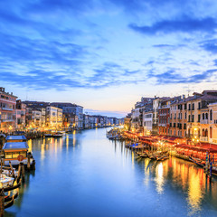 View of Grand Canal with gondolas at sunset