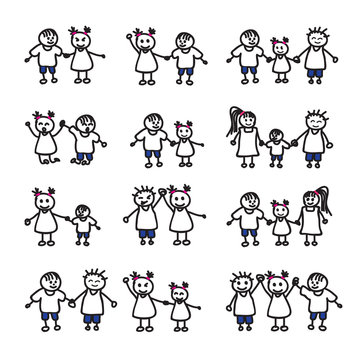 set of child avatars
