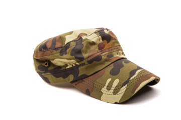 Camouflage cap isolated on white
