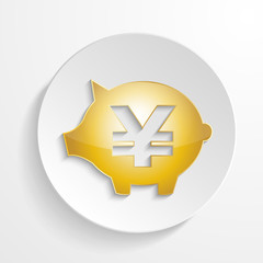 Obraz premium vector yen piggy bank with shadow effect