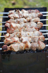 cooking pork shashlik  on skewer