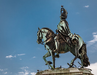 Naklejka premium Statue of King Jose I on Praca do Comercio in Lisbon, Portugal