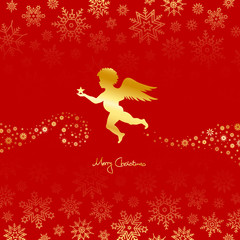 Angel Holding Star Red/Gold