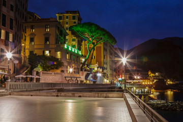 Town of Camogli Illuminated in the Night, Italy