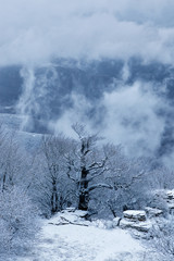 Snow storm at Demerdzhi mountain
