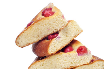 coca amb cireres, typical cake of Catalonia, Spain, with cherrie