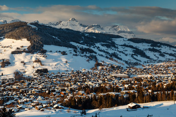 Aerial View on Ski Resort Megeve in French Alps, France
