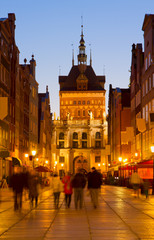 Fototapeta na wymiar golden gate w nocy, Gdańsk, Polska