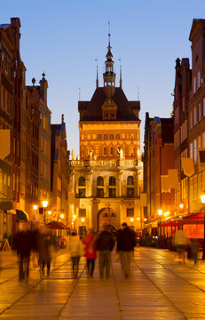 golden gate at night, Gdansk, Poland