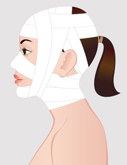 Young woman after cosmetic surgery