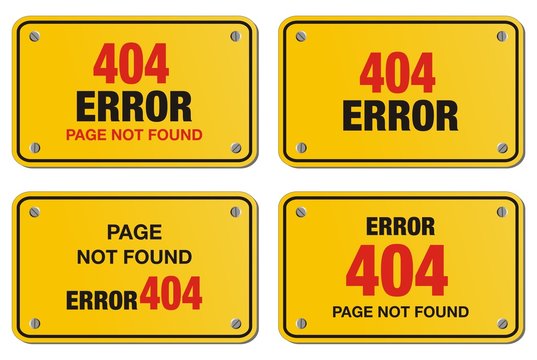 error 404 yellow sign - rectangle sign