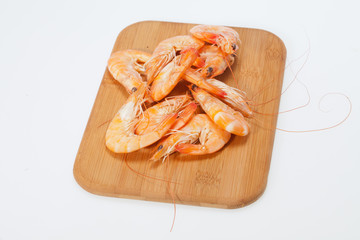 fresh shrimp are isolated on a white background