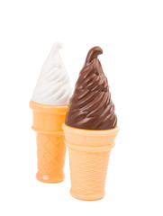 Chocolate ice cream cone isolated