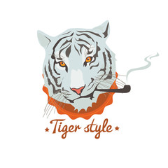 Smoking white tiger  portret