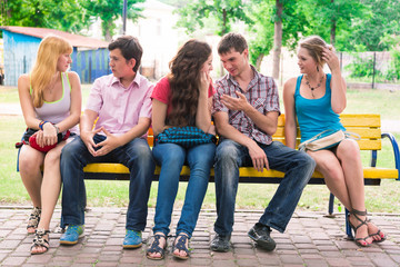 Obraz premium Group of happy smiling Teenage Students Outside