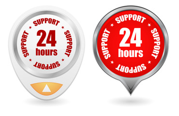 24 hours support vector web icon