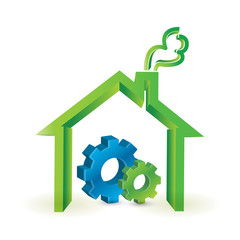 house and industrial gears. illustration design