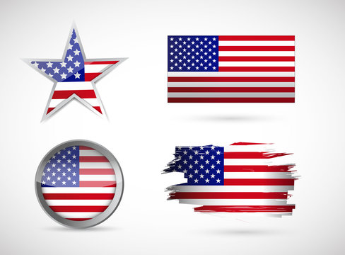 usa set of different flags. illustration design