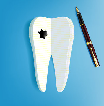tooth in the form of a notebook
