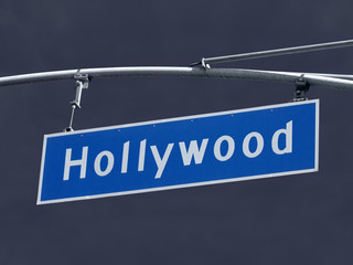 Obraz premium Hollywood Blvd Sign with Storm Sky