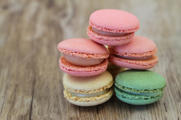 Colorful macaroons with copy space