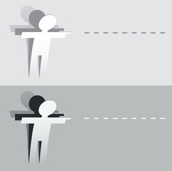 paper cut pointing human figure
