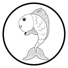black-and-white illustration goldfish