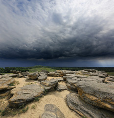 stone desert before storm