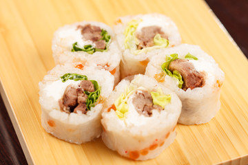 sushi with meat