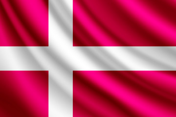 Obraz premium Waving flag of Denmark, vector