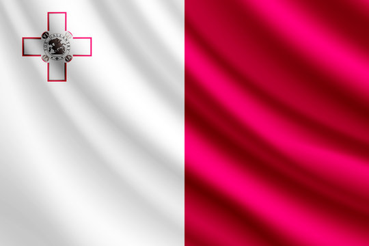 Waving Flag Of Malta, Vector