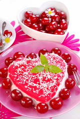 heart shape cherry cake
