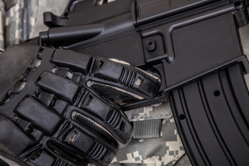 Closeup Of Solider Holding Rifle