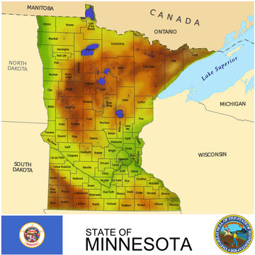 Minnesota USA counties name location map background
