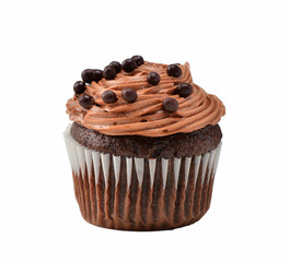 Gourmet chocolate iced cupcake