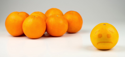 Sad segregated yellowish orange