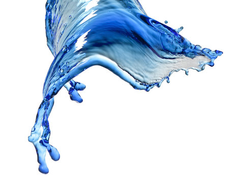 Flying splash blue liquid on a white background
