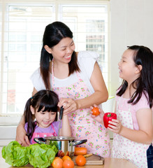 Asian family kitchen lifestyle