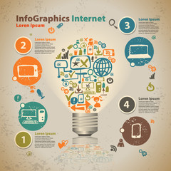 Infographics light bulb with cloud of application icon