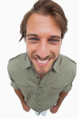 Obraz na płótnie Canvas Overhead angle of smiling man