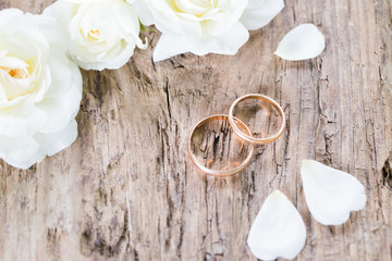rings on wooden background