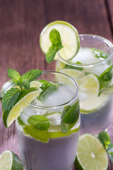 Sparkling Water with Limes and Mint