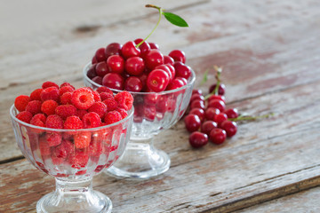 berries on wooden background