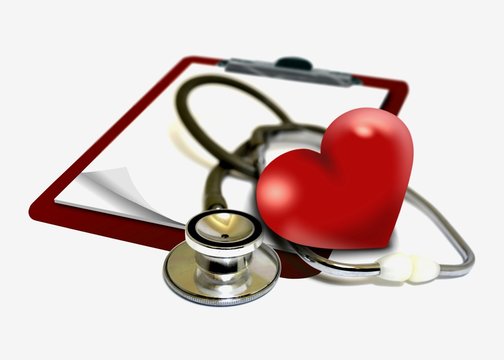 Heart with clipboard and stethoscope