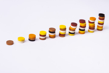 Wooden column graph - white background.