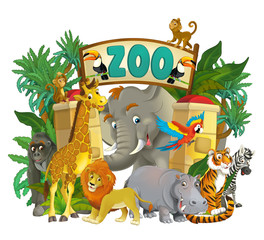 Obraz na płótnie Canvas Cartoon zoo - amusement park - illustration