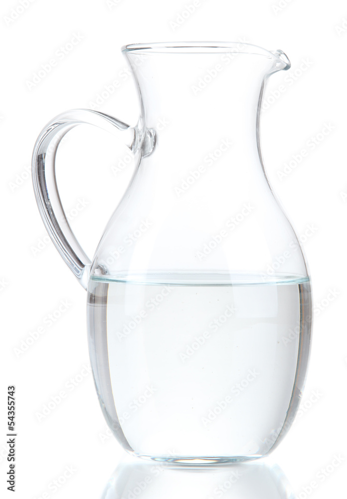 Poster glass pitcher of water isolated on white