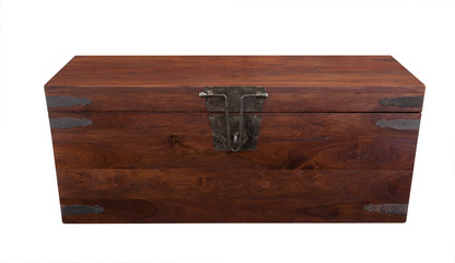 Closed wooden chest frontal view