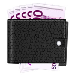 wallet with five hundred euro banknotes